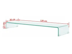 Suporte/aparador de TV de design prático para monitor de 120 cm vidro transparente 2502220