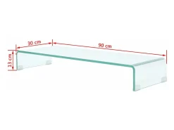 Suporte/aparador de TV prático e de design para monitor de 90 cm vidro transparente 2502254