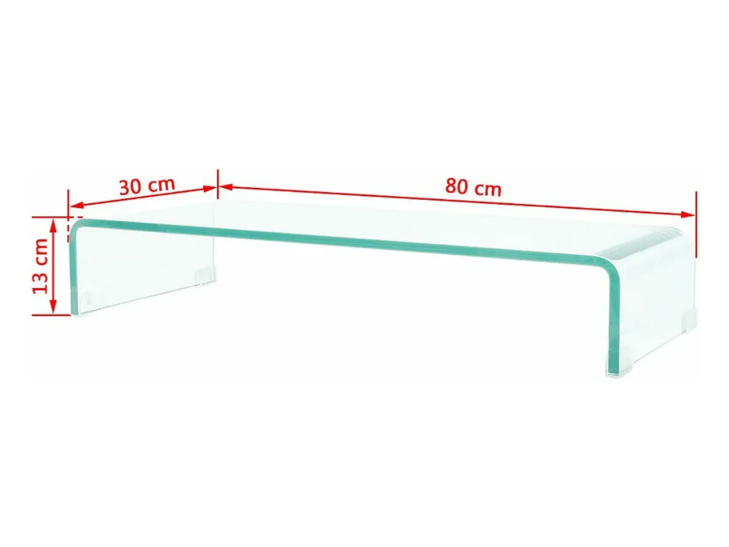 Suporte/aparador de TV prático e de design para monitor de 80 cm vidro transparente 2502221