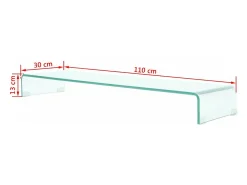 Suporte/aparador de TV prático e de design para televisão/monitor 110 cm vidro transparente 2502034