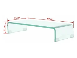 Suporte/aparador de TV prático e de design elegante para monitor de 60 cm vidro transparente 2502256