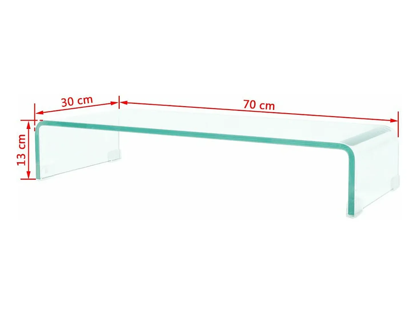 Suporte/aparador de TV prático e de design elegante para monitor de 70 cm vidro transparente 2502255