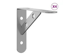 Suportes prateleira 4pcs 15x2,5x11,5 cm aço inoxidável prateado