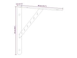 Suportes prateleira 4pcs 40x2,5x25 cm aço inoxidável preto