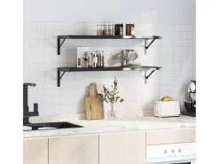 Suportes prateleira 4pcs 30x2,5x15,5 cm aço inoxidável preto PT784447