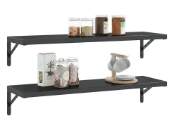 Suportes prateleira 4pcs 30x2,5x15,5 cm aço inoxidável preto PT784447