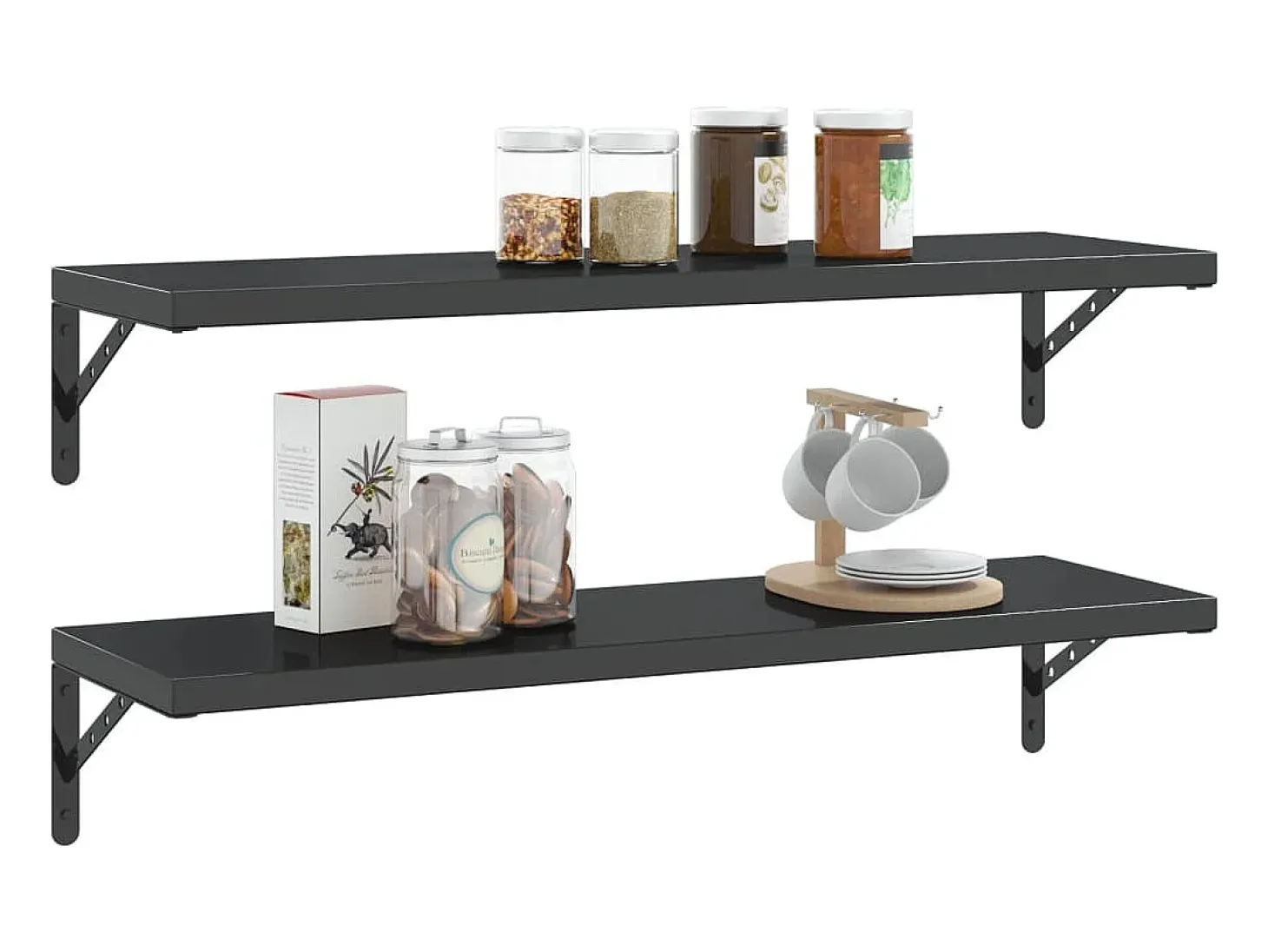 Suportes prateleira 4pcs 30x2,5x15,5 cm aço inoxidável preto PT784447
