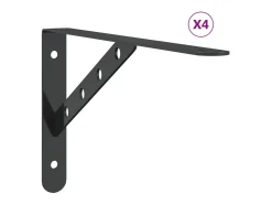 Suportes prateleira 4pcs 30x2,5x15,5 cm aço inoxidável preto PT784447