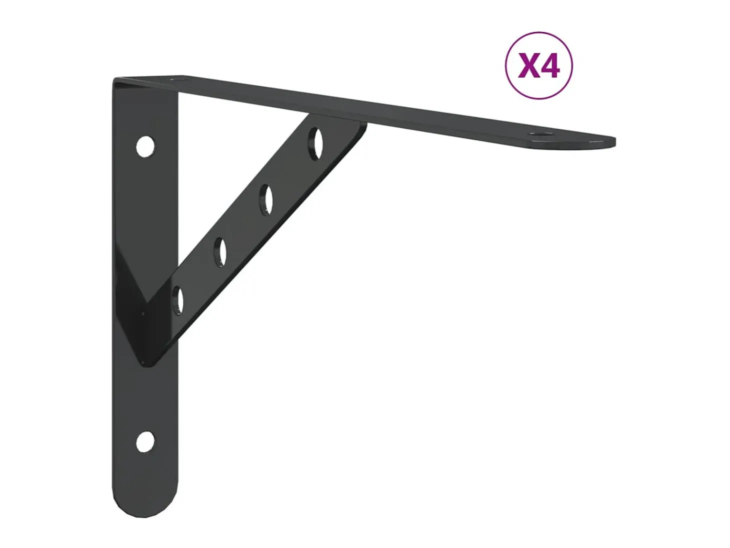 Suportes prateleira 4pcs 30x2,5x15,5 cm aço inoxidável preto PT784447