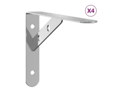 Suportes prateleira 4pcs 20x2,5x14 cm aço inoxidável prateado PT899180