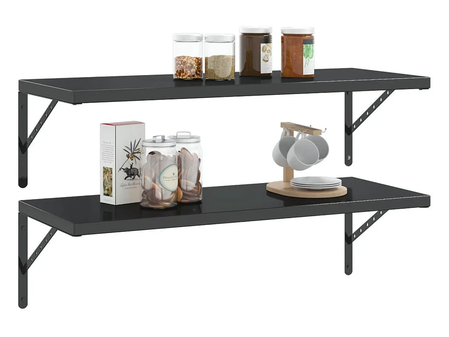 Suportes prateleira 4pcs 40x2,5x25 cm aço inoxidável preto PT251453
