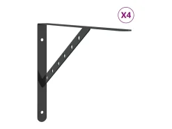Suportes prateleira 4pcs 40x2,5x25 cm aço inoxidável preto PT251453