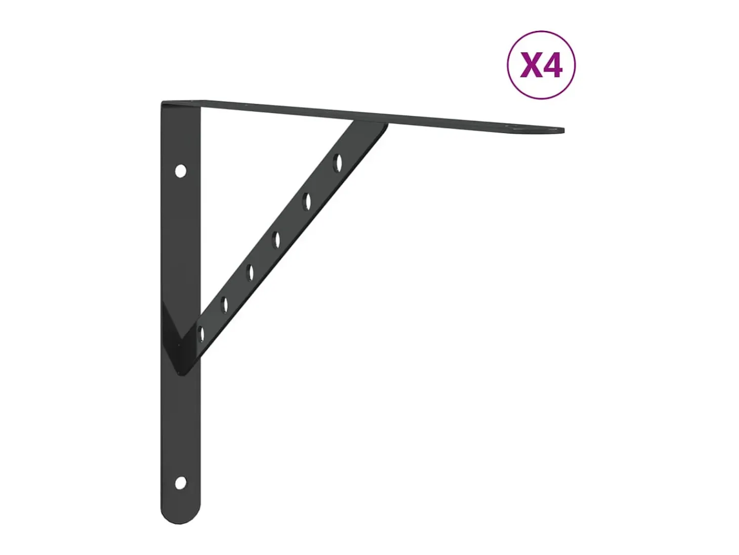 Suportes prateleira 4pcs 40x2,5x25 cm aço inoxidável preto PT251453