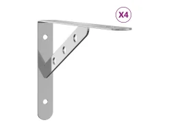 Suportes prateleira 4pcs 23,5x2,5x15,5 cm aço inoxidável prata PT765594