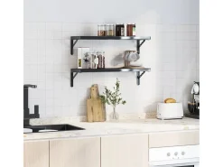 Suportes prateleira 4pcs 23,5x2,5x15,5 cm aço inoxidável preto PT497396