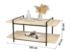 Table basse collection DARYL – Style industriel, coloris chêne et noir