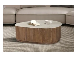 Table basse en bois massif collection DELHI 100cm - Style ethnique et design