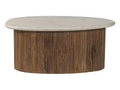 Table basse en bois massif collection DELHI 90cm - Style ethnique et design