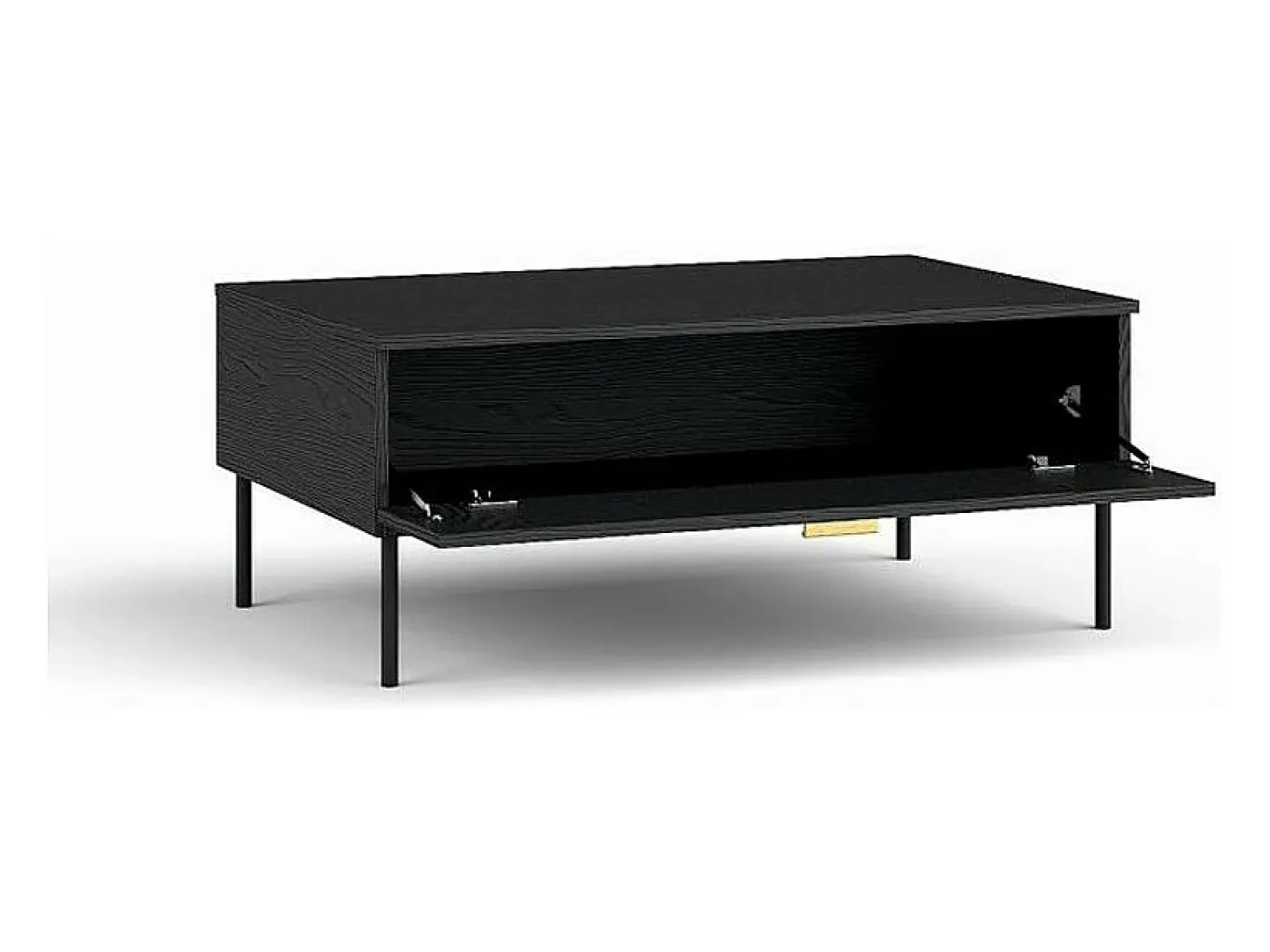 Table basse noire et poignée dorée avec clapet - Collection MONDO