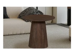 Table basse ronde collection MITCHEL en bois exotique de manguier brun diamètre 50 cm