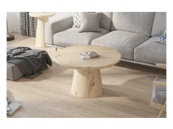 Table basse ronde collection TIGNES – Décor effet pin – D80 x H47 cm