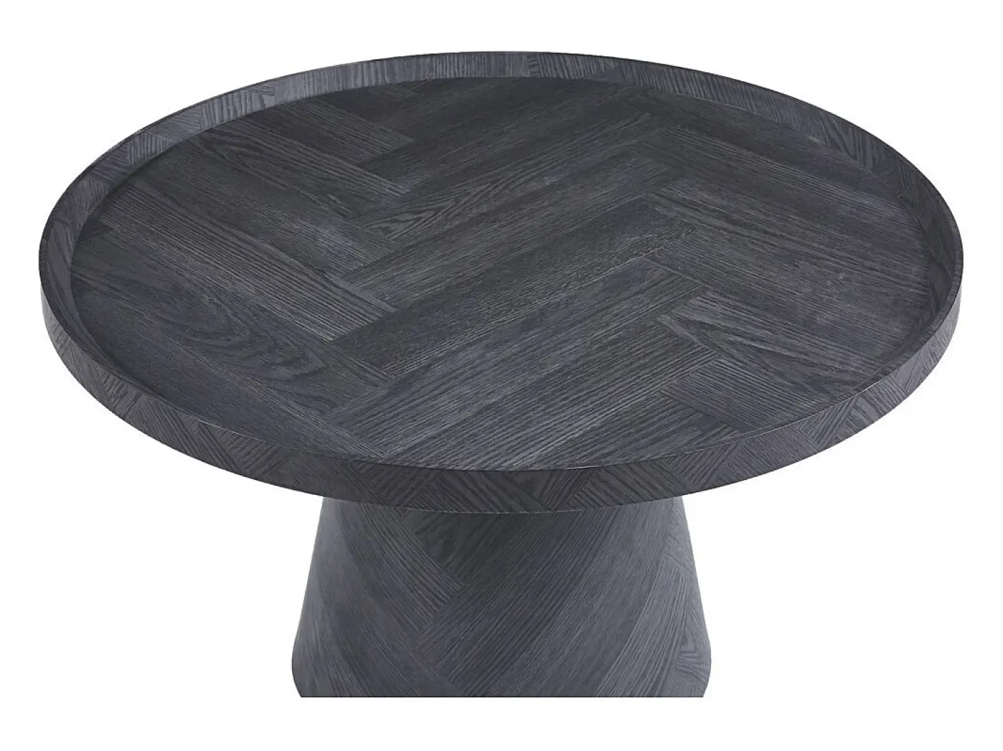Table basse ronde collection CARVELA – Décor gris foncé – Bord relevé – D80 x H47 cm