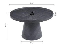 Table basse ronde collection CARVELA – Décor gris foncé – Bord relevé – D80 x H47 cm
