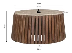 Table basse ronde en bois massif collection DELHI diamètre 70cm - Style ethnique et design