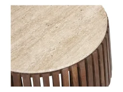 Table basse ronde en bois massif collection DELHI diamètre 70cm - Style ethnique et design