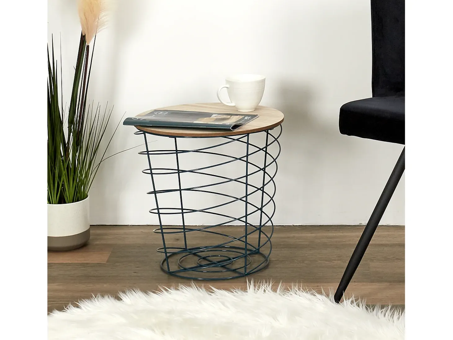 Table Filaire Bois Et Metal Cyclone Bleu M6 A1/m6