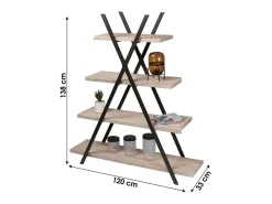 Étagère pyramide 4 niveaux collection DARYL – Style industriel, coloris chêne et noir