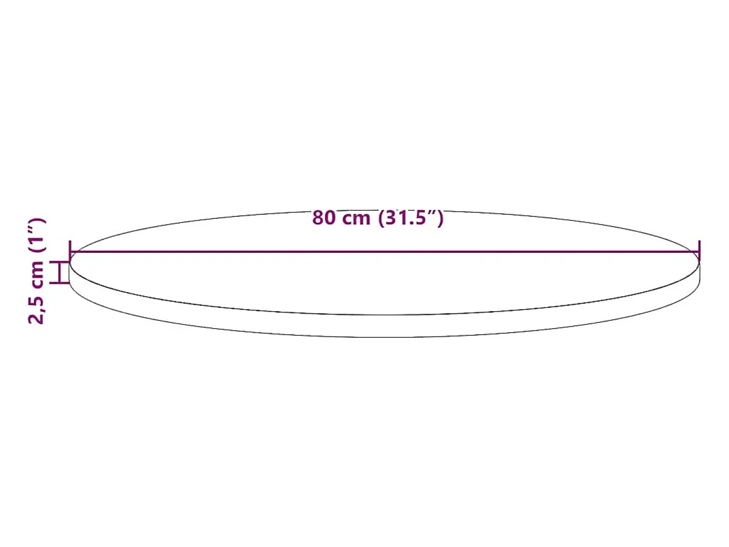 Tampo de mesa redondo Ø80x2,5 cm pinho maciço castanho-mel