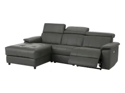 Tanaro | Sofá Chaise Lounge 3 Lugares Direito com Função Eléctrica em PU Cinza
