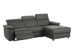 Tanaro | Sofá Chaise Lounge 3 Lugares Direito com Função Eléctrica em PU Cinza