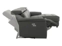 Tanaro | Sofá Chaise Lounge 3 Lugares Direito com Função Eléctrica em PU Cinza
