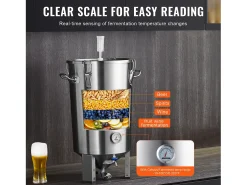 Tanque de Fermentação, SucceBuy Kit de Tanque de Fermentação Doméstica de Aço Inoxidável de 30 L com Fermentador de Cerveja
