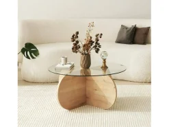 TavDalcibiad sala de estar, Mesa de café, Porta-revistas para sofá, Prateleira para sala, 75x75h35 cm, Carvalho