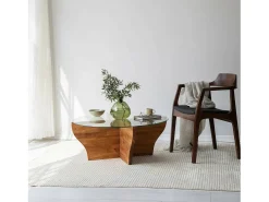 TavLinho de sala de estar Dborrell, Mesa de café, Suporte de revistas para sofá, Prateleira de sala de estar, 92x92h36 cm, Carvalho