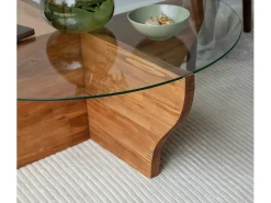 TavLinho de sala de estar Dborrell, Mesa de café, Suporte de revistas para sofá, Prateleira de sala de estar, 92x92h36 cm, Carvalho