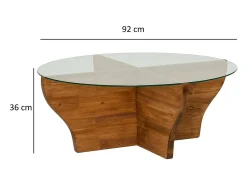 TavLinho de sala de estar Dborrell, Mesa de café, Suporte de revistas para sofá, Prateleira de sala de estar, 92x92h36 cm, Carvalho