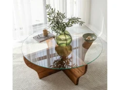 TavLinho de sala de estar Dborrell, Mesa de café, Suporte de revistas para sofá, Prateleira de sala de estar, 92x92h36 cm, Carvalho