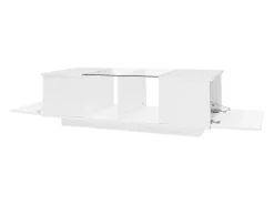 Tavolino da caffè moderno bianco con illuminazione a LED, piano del tavolo lucido, 120 x 50 x 38,5 cm