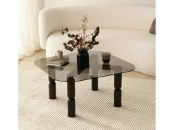 TAvolino de sala de estar Dpervers, Mesa baixa de café, Suporte de revistas para sofá, Prateleira de sala de estar, 80x80h40 cm, Antracite e Fumé
