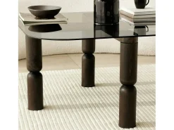 TAvolino de sala de estar Dpervers, Mesa baixa de café, Suporte de revistas para sofá, Prateleira de sala de estar, 80x80h40 cm, Antracite e Fumé