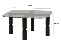 TAvolino de sala de estar Dpervers, Mesa baixa de café, Suporte de revistas para sofá, Prateleira de sala de estar, 80x80h40 cm, Antracite e Fumé
