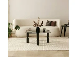TAvolino de sala de estar Dpervers, Mesa baixa de café, Suporte de revistas para sofá, Prateleira de sala de estar, 80x80h40 cm, Antracite e Fumé