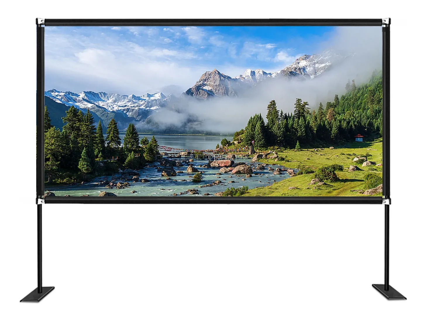Tela de Cinema ao Ar Livre SucceBuy com Suporte - 381cm, 16:9 HD 4K Portátil para o Interior e o Exterior Cinema em Casa Jogos Escritório