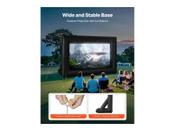 Tela de Projeção Inflável SucceBuy, Material 600D, Portátil com Saco de Armazenamento, Formato 16:9, Ideal para Home Cinema, 378 x 160 x 317 cm