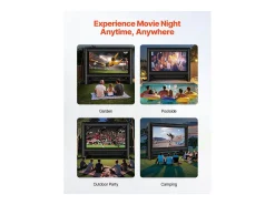 Tela de Projeção Inflável SucceBuy, Material 600D, Portátil com Saco de Armazenamento, Formato 16:9, Ideal para Home Cinema, 476 x 200 x 378 cm