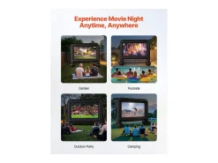 Tela de Projeção Inflável SucceBuy, Material 600D, Portátil com Saco de Armazenamento, Formato 16:9, Ideal para Home Cinema, 354 x 130 x 290 cm